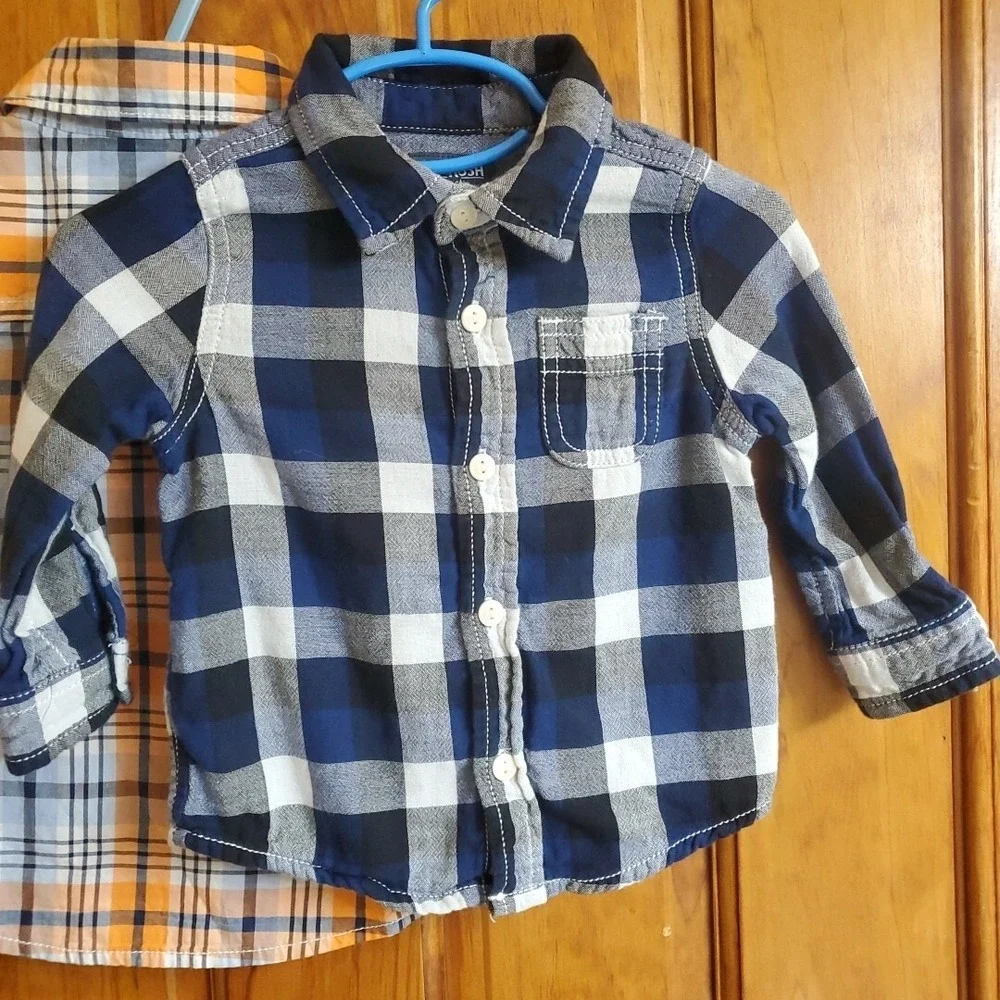 OshKosh B'gosh Carter's Toddler Boys Plaid Flannel Shirts Lot Sz 18M